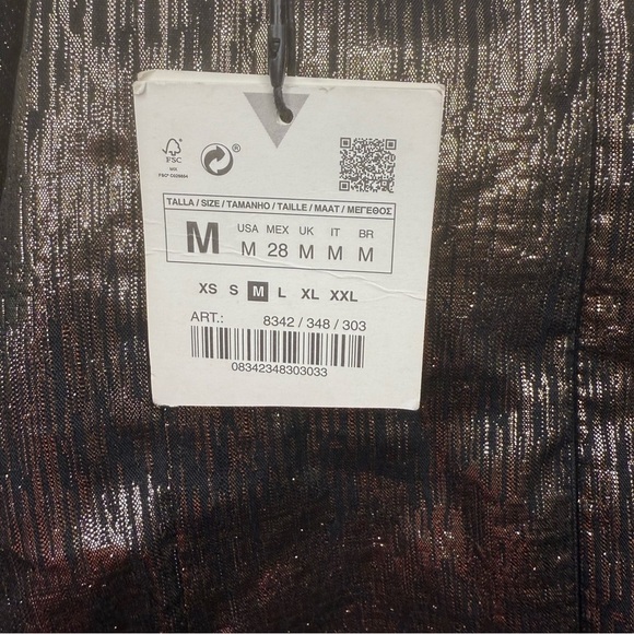 Zara Gold Metallic Mini Dress with Ruffle Size Medium NWT Homecoming Formal - Picture 6 of 9